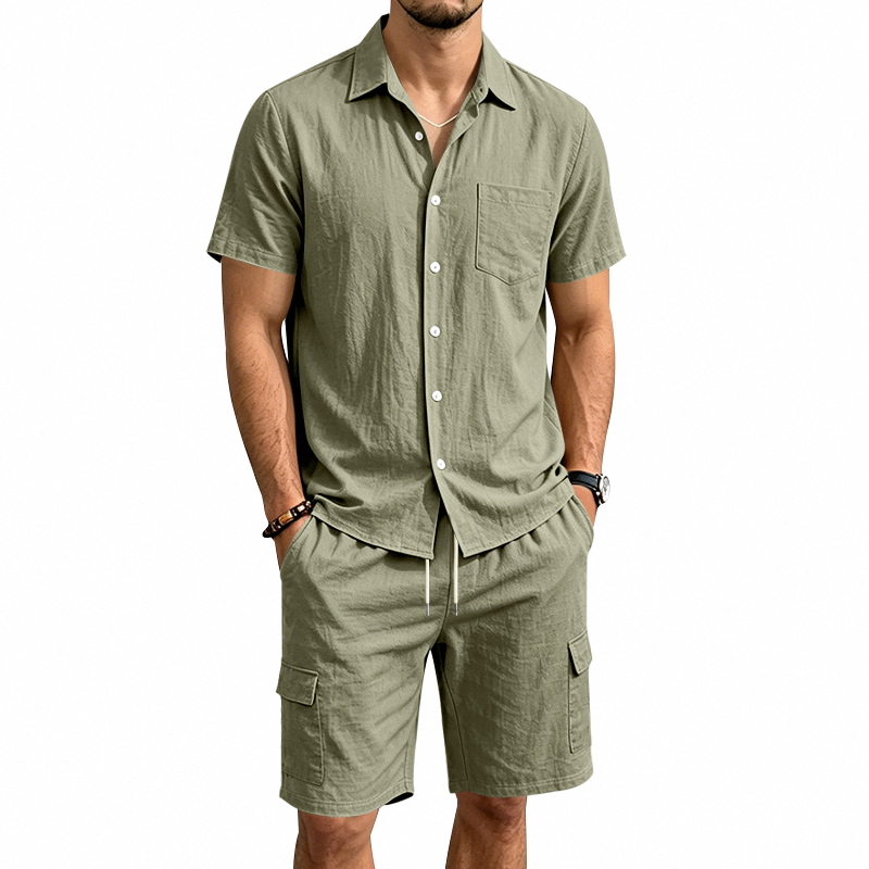 Short Linen Drawstring - Conjunto de Dos Piezas de Lino