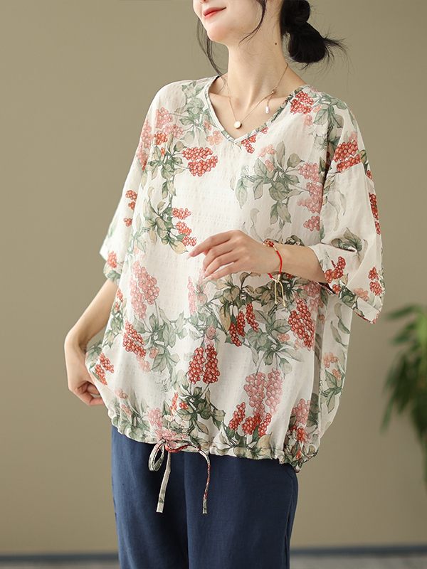 Camiseta de Verano Holgada de  - Short Linen Drawstring reseña y precio