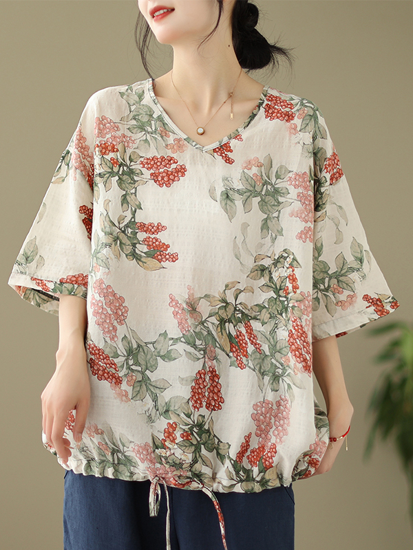 Camiseta de Verano Holgada de  - Short Linen Drawstring reseña y precio